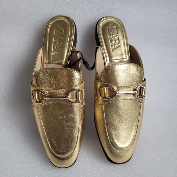 Zara Gold Loafers - Picture 2 of 11